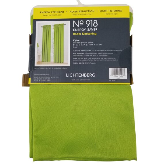 Energy Saver Curtain Lime Green 54" x 84" Light and Noise Reducer - Picture 2 of 4